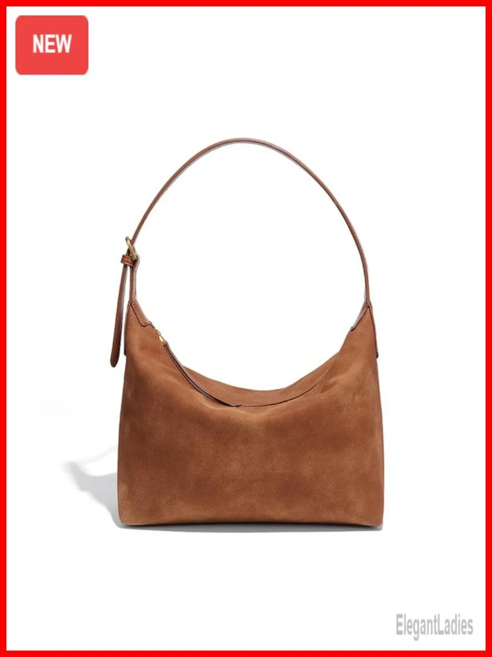 Faux Suede Hobo Bag with 2 Adjustable Straps Lightweight Soft Crossbody
